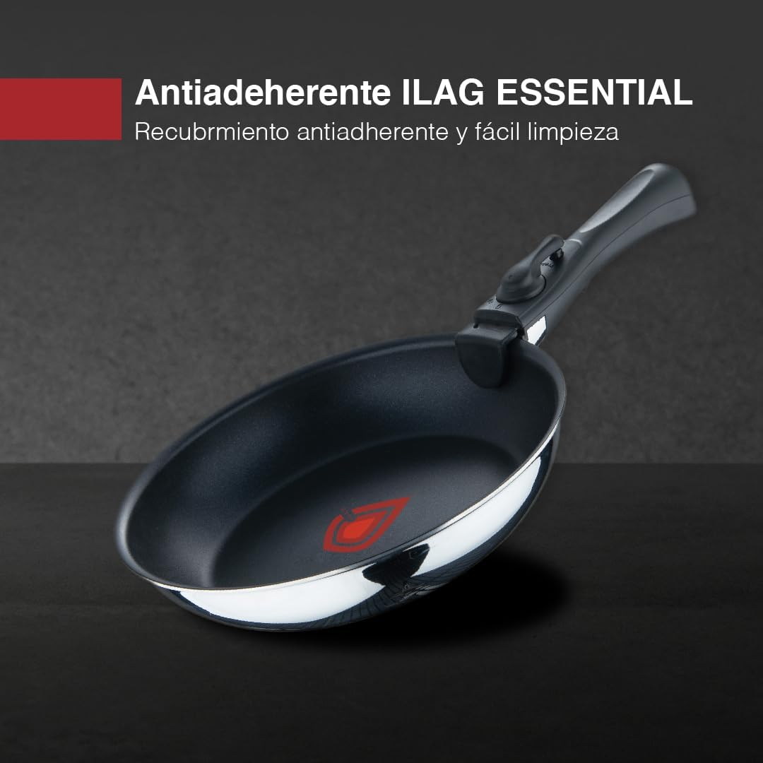 Bergner- Set 3 Stück Bratpfannen (24+26 cm) mit abnehmbarem Griff - Edelstahl - Antihaftbeschichtung
