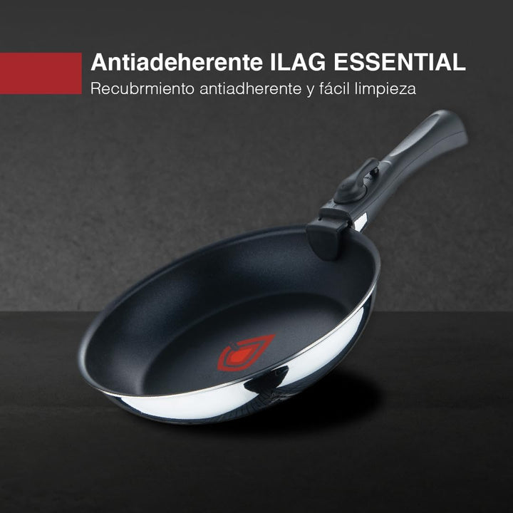 Bergner- Set 3 Stück Bratpfannen (24+26 cm) mit abnehmbarem Griff - Edelstahl - Antihaftbeschichtung