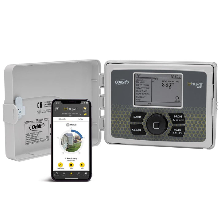 Orbit 57946 B-hyve Smart 6-Zonen-Sprinkler-Controller für drinnen und draussen, kompatibel mit Alexa