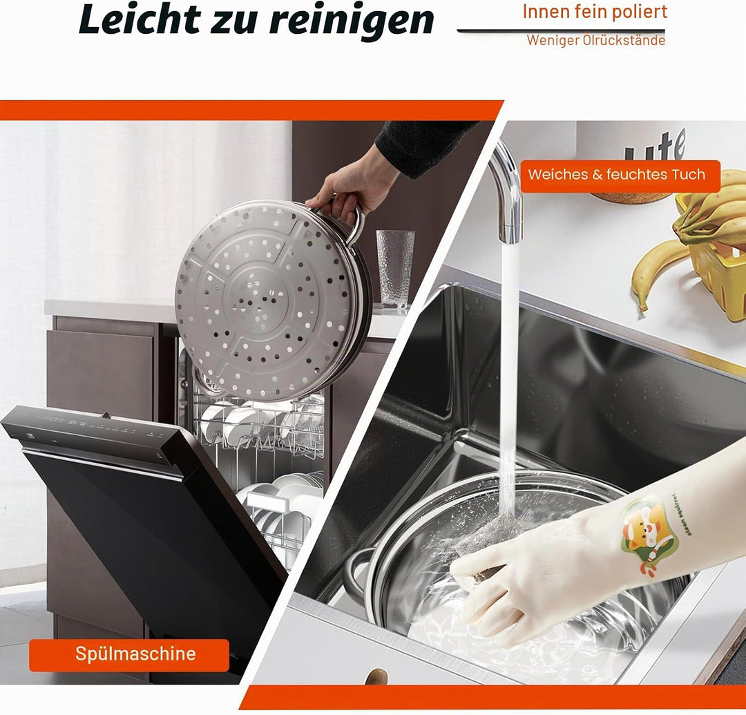 5-lagiger Mantowarka Induktion Dampfgarer Dampfkocher Edelstahl Schongarer 30cm Stapelbare Edelstahl