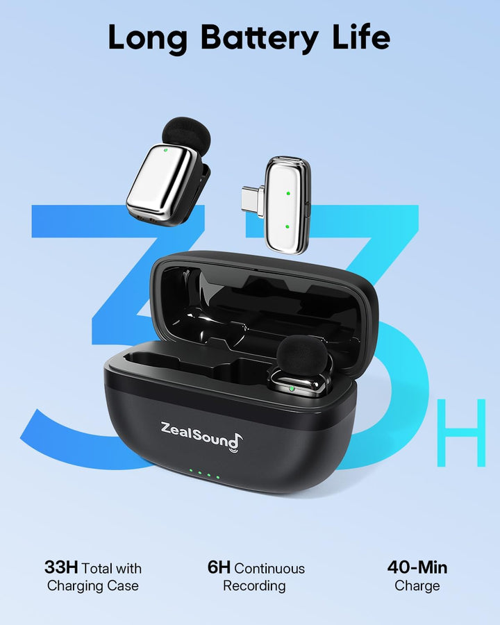 zealsound Mini Kabelloses Lavalier-Mikrofon für iPhone Handy Android, Wireless Ansteckmikrofon mit R