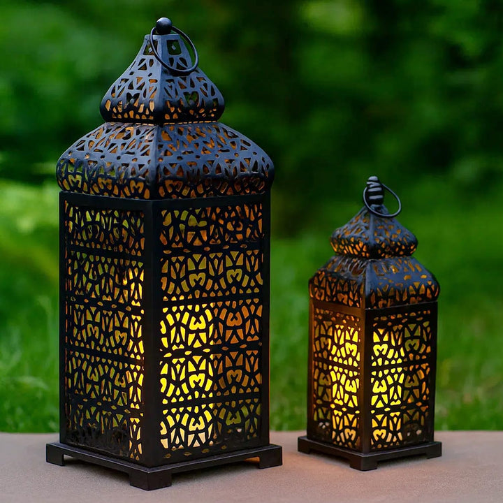 Vela Lanterns Temple Marokkanischer Stil Kerzenlaternen, Schwarz, 2 Stück Set of 2 Schwarz, Set of 2