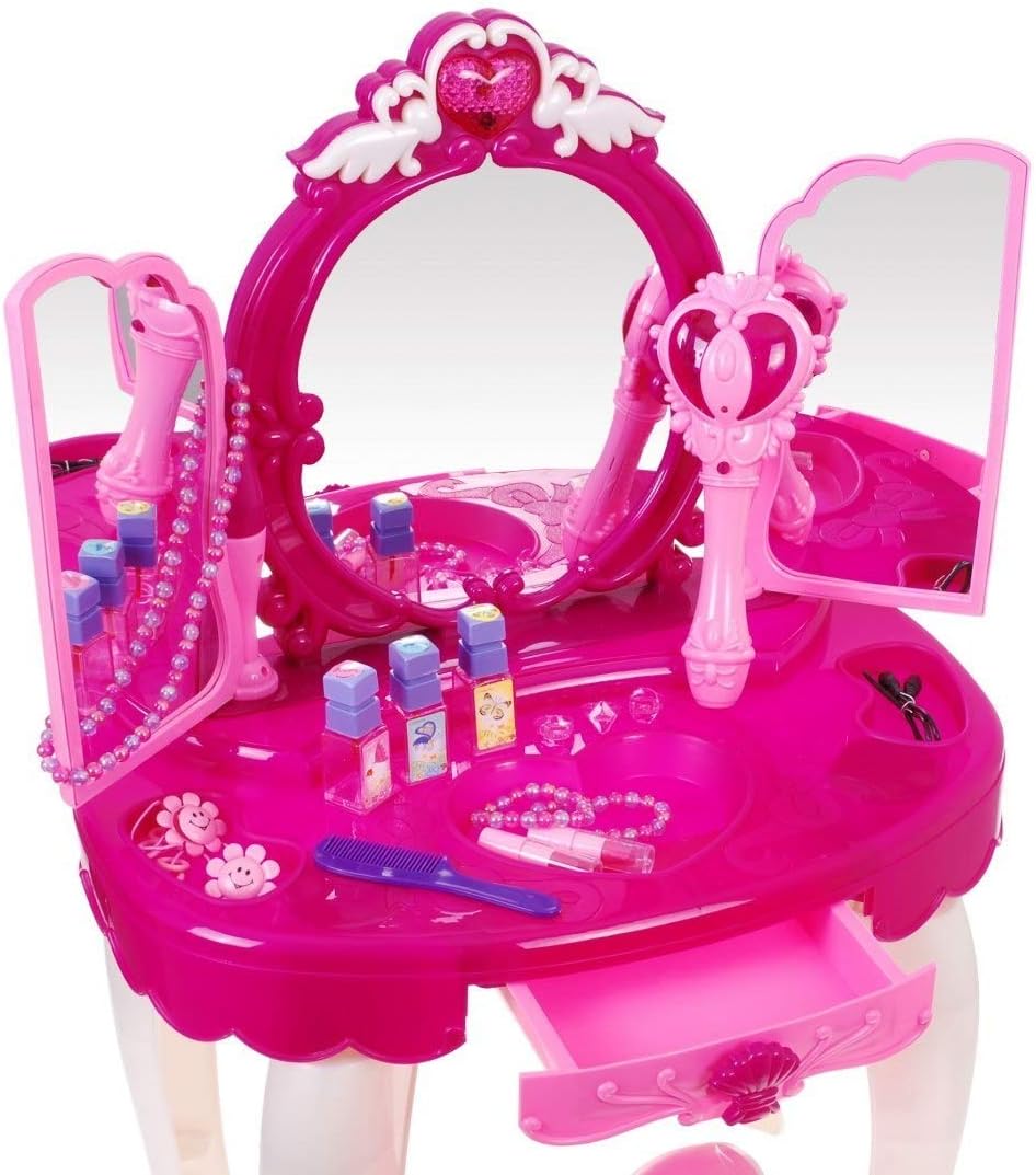 Frisiertisch Schminkkommode Schminktisch Schminkstudio Kinderschminktisch Set mit Spiegel und Hocker
