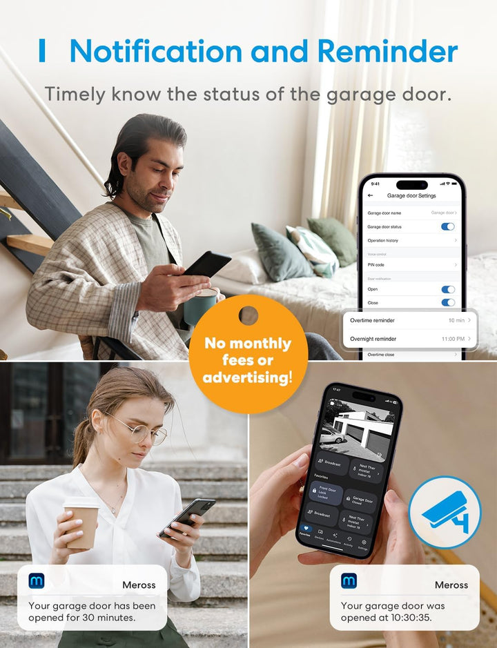meross Smart Garagentoröffner funktioniert mit Apple HomeKit, Externe Antenne und bis zu 3 einzelne