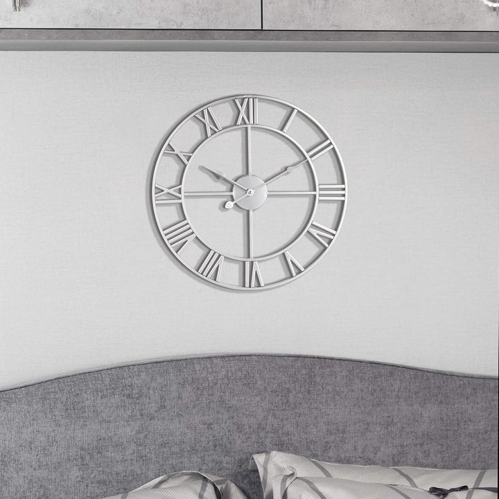LEIKE Grosse Moderne Metall-Wanduhren, Vintage, rund, Fast geräuschlos, kleines Ticken, batteriebetr