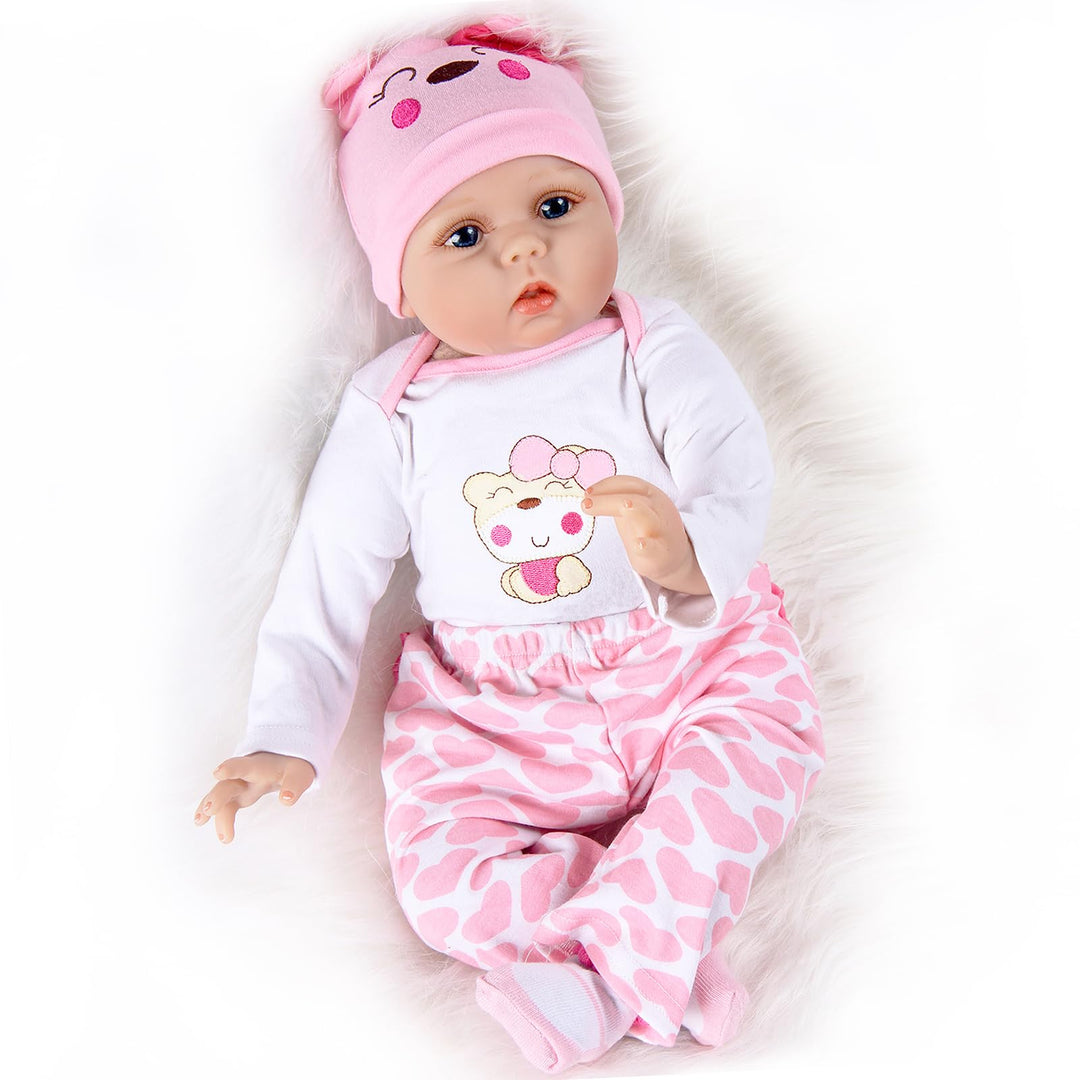 ZIYIUI 22Zoll Reborn Babypuppe Babys Puppe wie Echtes Baby Weiche Silikon Vinyl echt Babypuppen Lebe