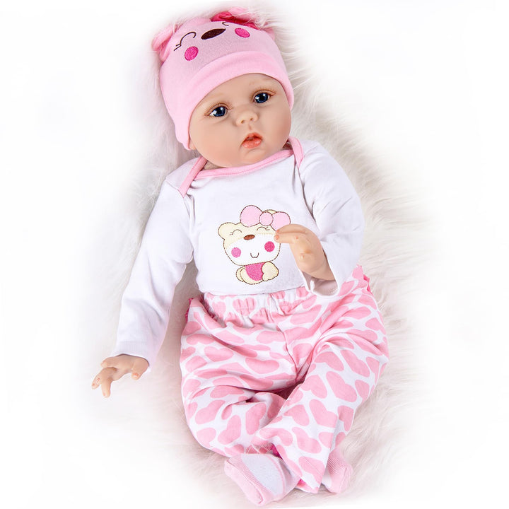 ZIYIUI 22Zoll Reborn Babypuppe Babys Puppe wie Echtes Baby Weiche Silikon Vinyl echt Babypuppen Lebe