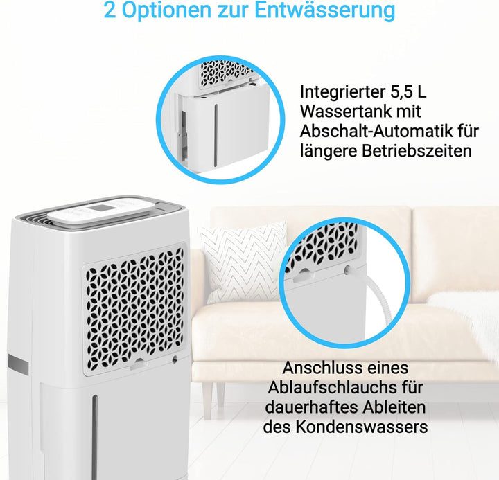 KLAMER Luftentfeuchter elektrisch 20L, 195m³ Luftumwälzung pro Stunde, 420W starker Raumentfeuchter,