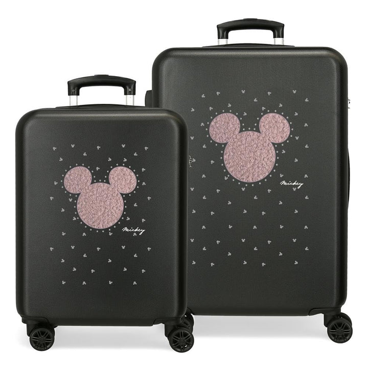 Disney Mickey-Studs Kofferset, Schwarz, 55/65 cm, starr, ABS, seitlicher Kombinationsverschluss, 91