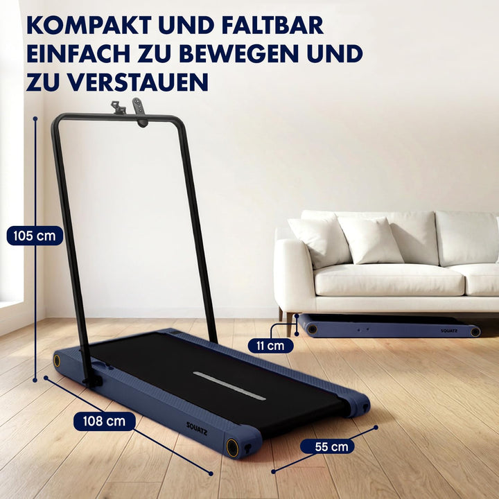 SQUATZ 2-in-1 Walking Pad Laufband mit Handlauf, klappbar und platzsparend, für Zuhause und Büro, mi