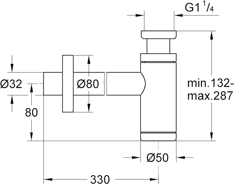 GROHE Geruchsverschluss 1 1/4″ (für Waschtische, schraubbare Verschlusskappe zur Reinigung, Messing,