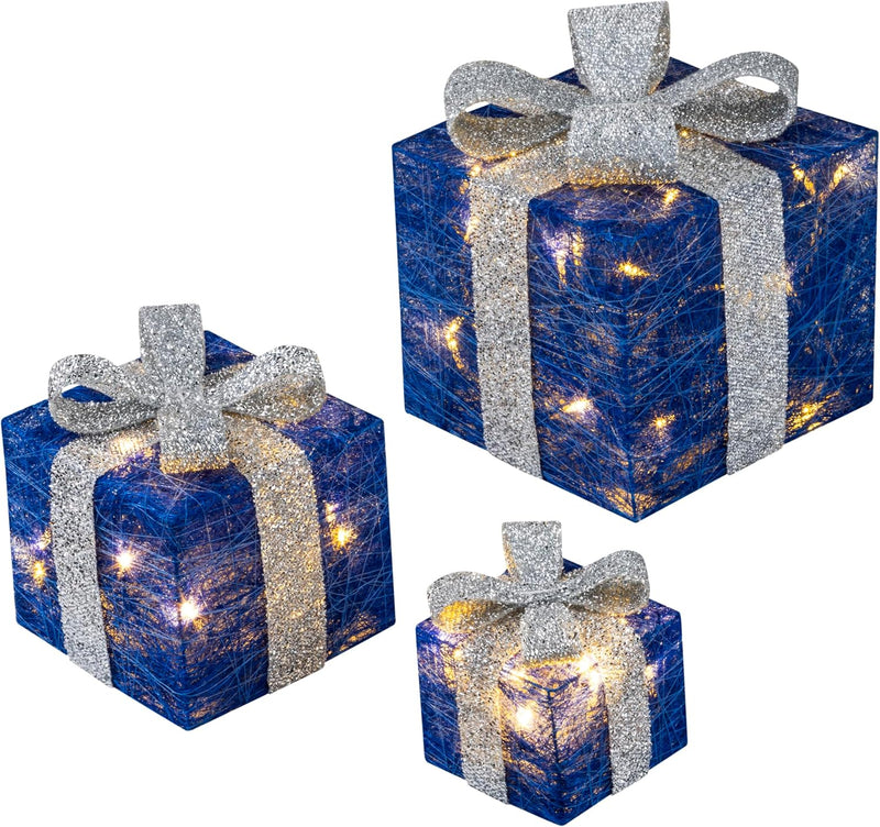 Bambelaa! 3er Led Deko Geschenke Weihnachten Leucht Boxen Timer Weihnachts Dekoration Weihnachtsdeko