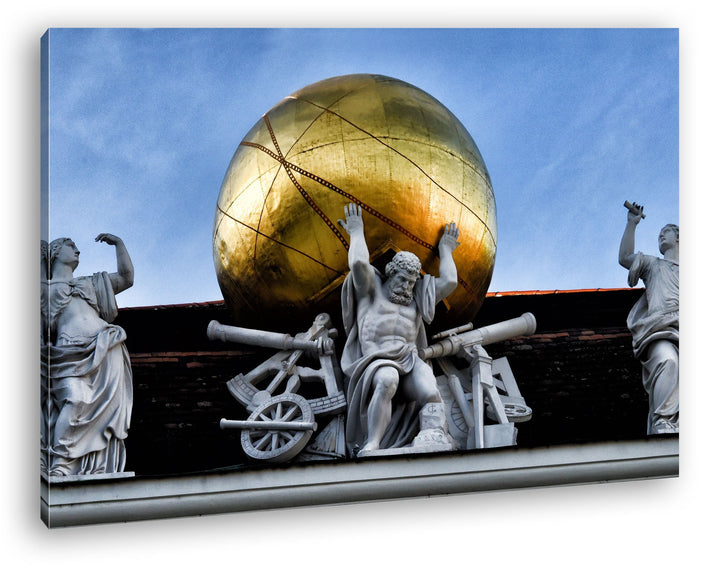 deyoli Atlas Skulptur in Vienna Österreich Format: 100x70 als Leinwand, Motiv fertig gerahmt auf Ech