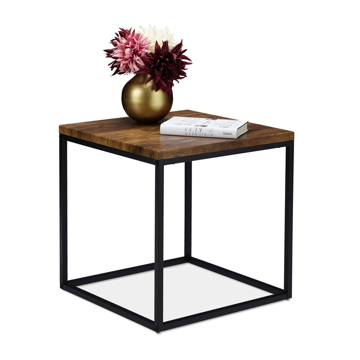 Relaxdays Beistelltisch, quadratisch, 45 cm, Industrial, Abstelltisch Wohn- & Schlafzimmer, Metall,