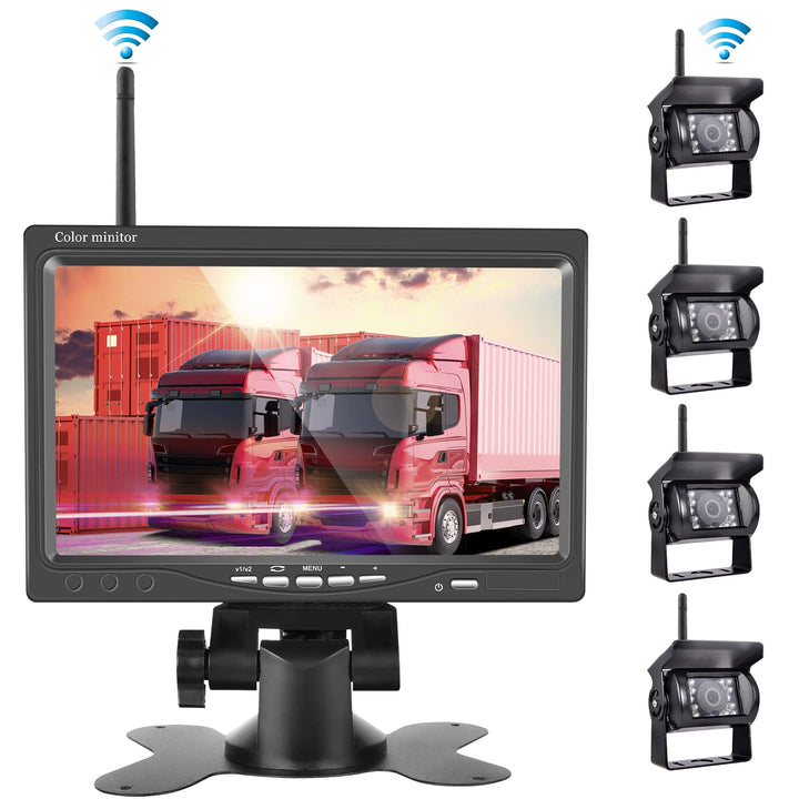 Rückfahrkamera-Set mit 7"-LCD-Monitor & 120° Weitwinkel- Rückfahrkamera, IP67 wasserdicht, 18IR Nach