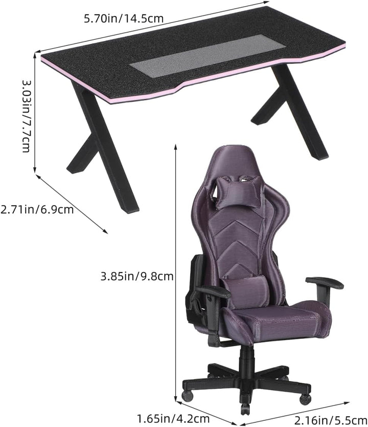 Didiseaon Miniatur-Gaming-Schreibtisch Und Puppenhaus-computerstuhl, Massstab 1:12, Mini-möbelmodell