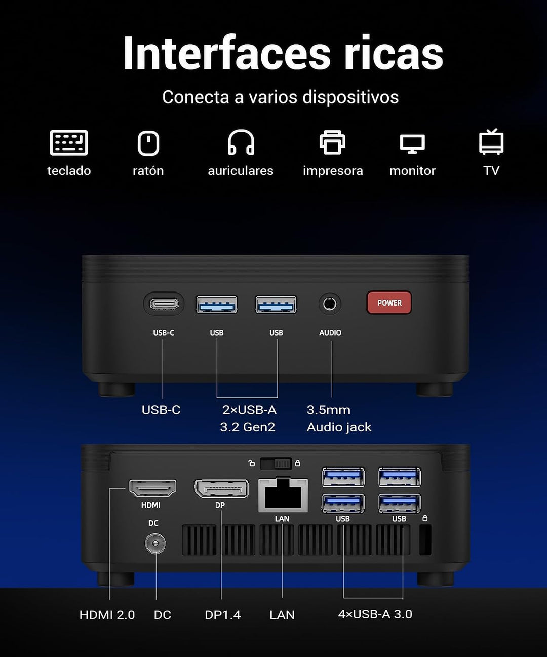 FIREBAT R3 Mini-PC, Ryzen 5 7430U (bis zu 4,3 GHz), 16 GB LPDDR4, 512 GB SSD, DREI 4K-Anschlüsse mit