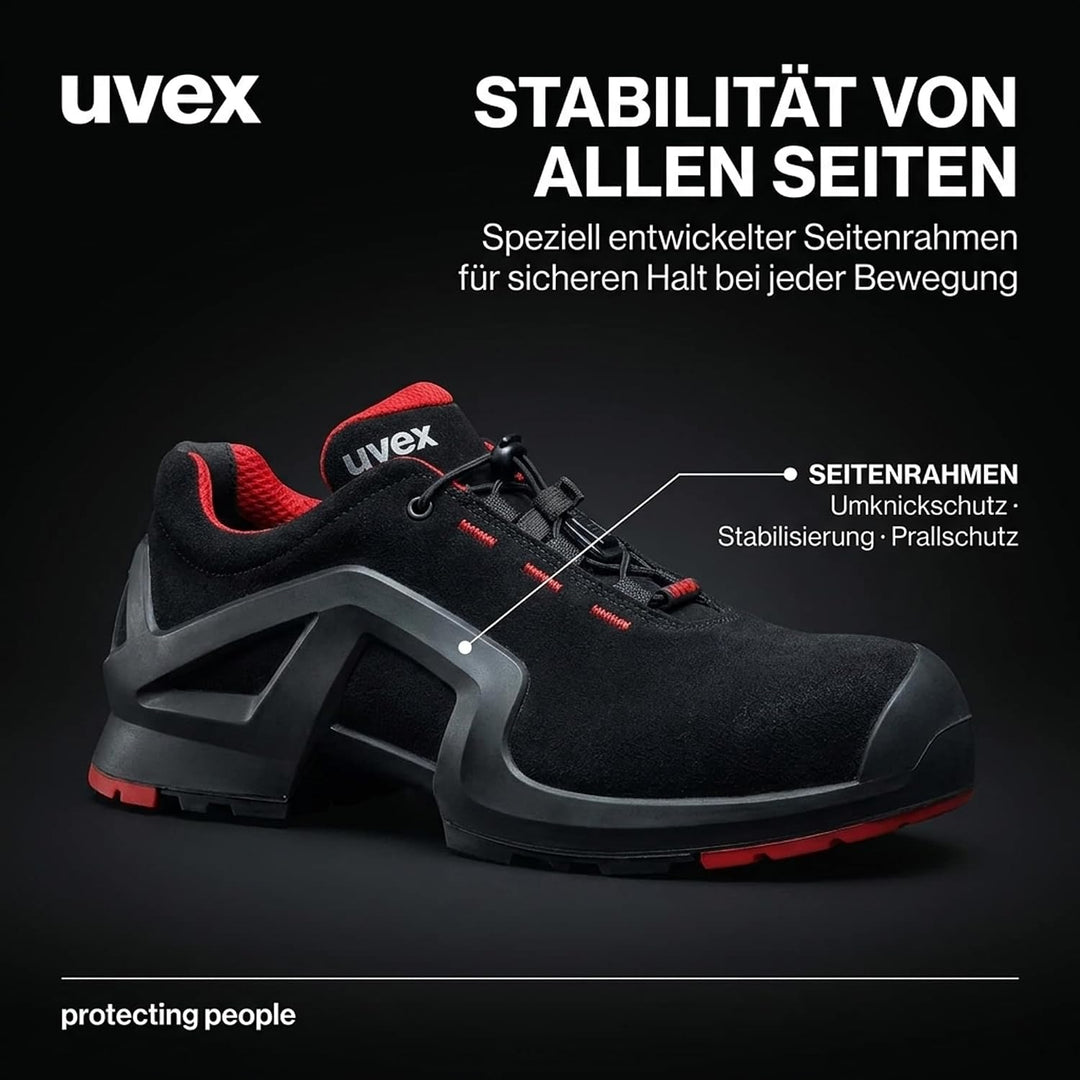 Uvex 1 X-Tended Support Arbeitsschuhe - S3-Sicherheitsschuhe für Damen &amp; Herren - Rot-Schwarz 47 EU