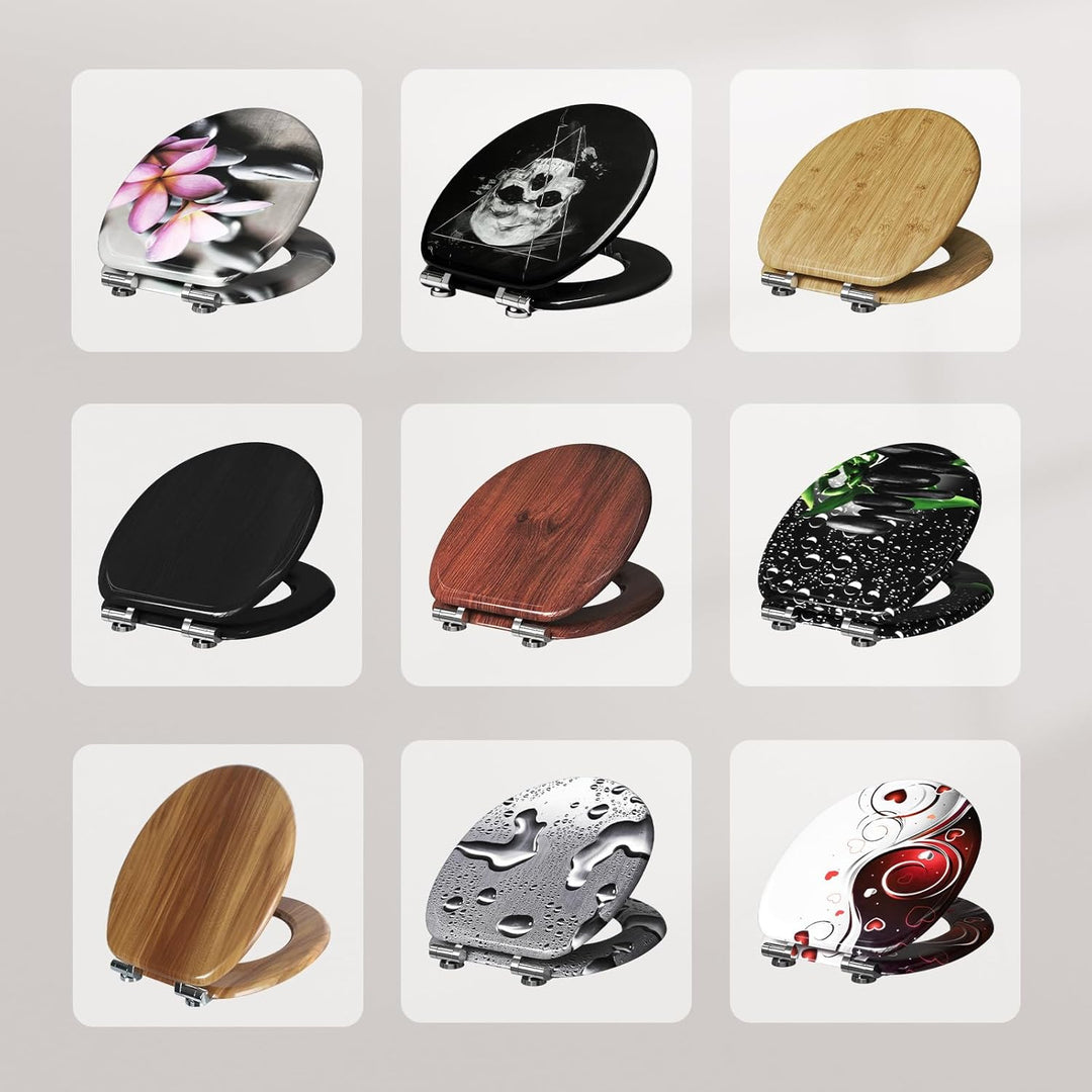 WOLTU #2 Premium WC-Sitz Toilettensitz mit Absenkautomatik, MDF Holzkern, Softclose Scharnier, Antib