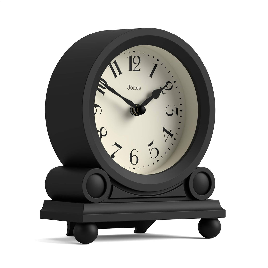 JONES CLOCKS® Maida Vale kaminuhr | Kleine traditionelle schreibtischuhr | Schwarz | Hübsch und char