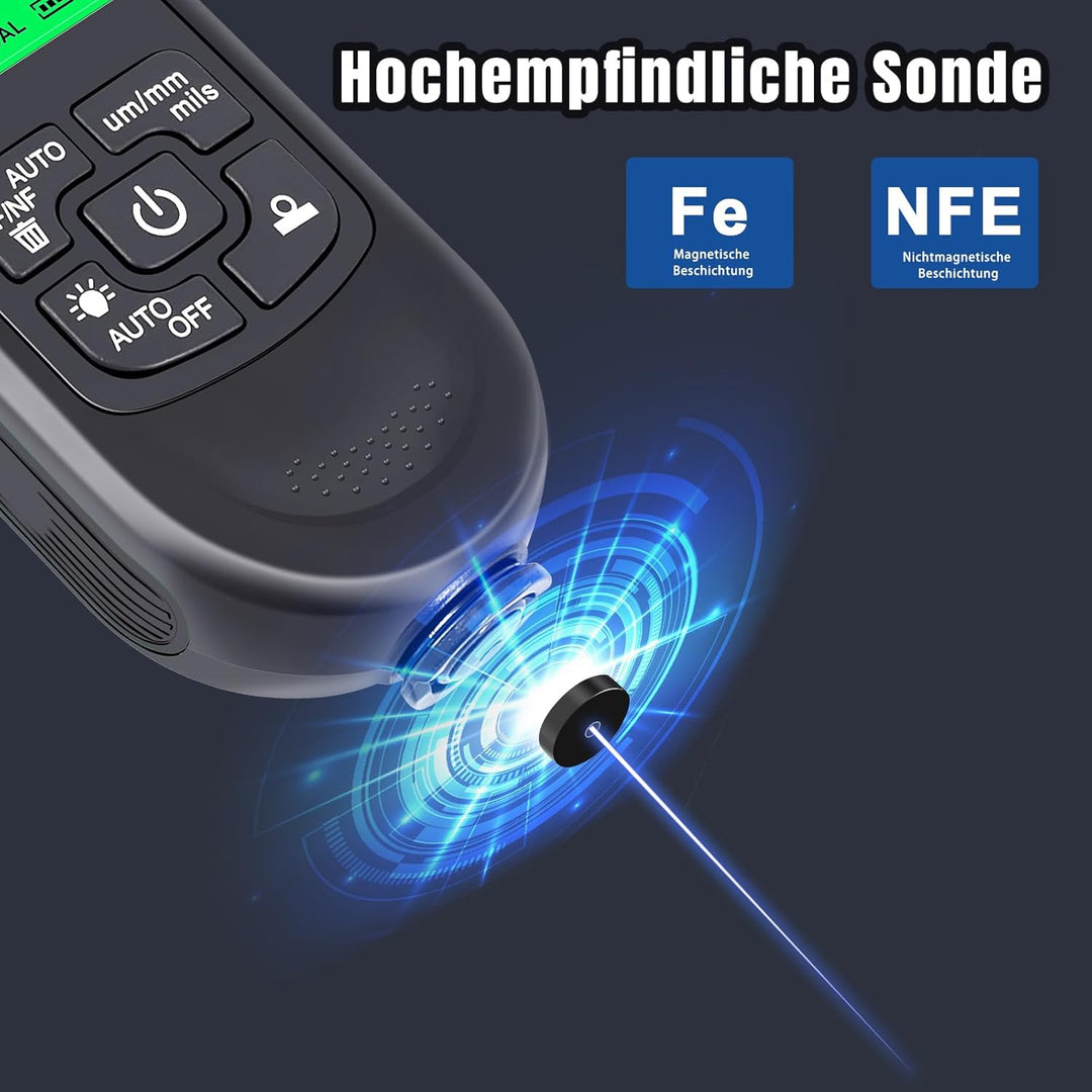 Digitales Schichtdickenmessgerät, Ultrahochpräzise Sonde, Lackmil Dickenmessgerät für die Messung de