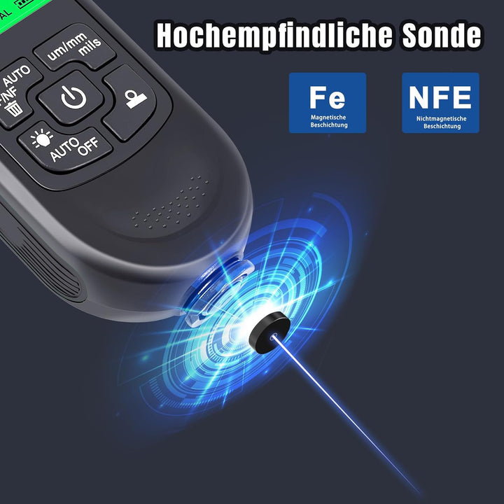 Digitales Schichtdickenmessgerät, Ultrahochpräzise Sonde, Lackmil Dickenmessgerät für die Messung de