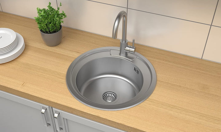QUADRON Moderne Einbeckenspüle Spüle Edelstahl | Grösse 40 cm Farbe: Satin | HUGO Einzelbecken | Küc