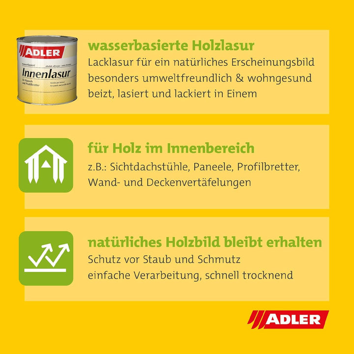 Innenlasur W10 750ml Weiss wohngesunde Holzlasur für innen Wohnraumlasur Wasserbasis