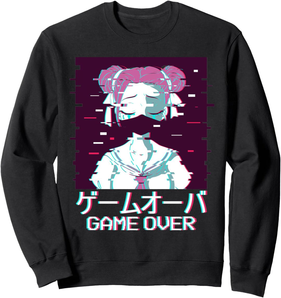 Game Over Geisha Anime Girl Japanese Vaporwave Aesthetic Sweatshirt