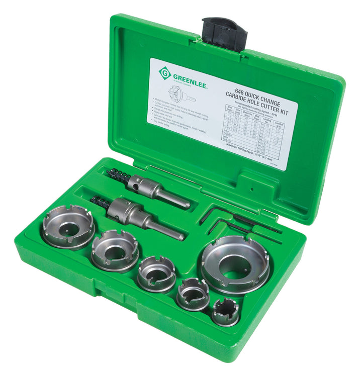 Greenlee - Hartmetallschneider, Qck Chnge, 8 Stück, Lochherstellung (648). 9-Piece, 9-Piece