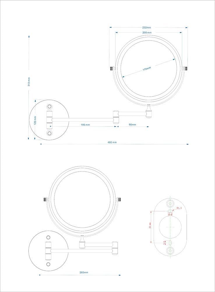 Loywe Beleuchtet Kosmetikspiegel 10-Fach mit Beleuchtung LED Wandmontage Touchscreen für Badezimmer,