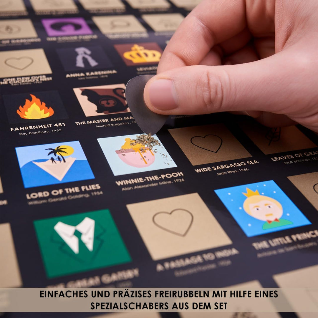 Divalis Bücher Bucket List - Bücher Eimer Liste - 100 Bücher die Man Gelesen Haben Muss - Rubbelpost