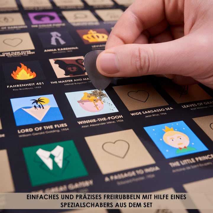 Divalis Bücher Bucket List - Bücher Eimer Liste - 100 Bücher die Man Gelesen Haben Muss - Rubbelpost
