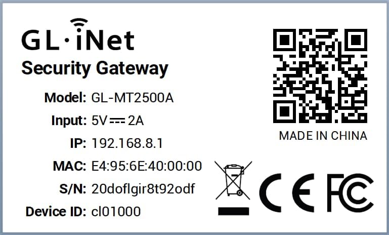 GL.iNet MT2500A (Brume 2) Mini-VPN-Sicherheitsgateway für Heimbüro und Remote-Arbeit, Hosting von VP