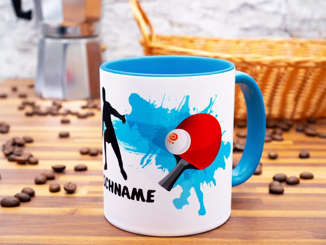 Tischtennis Tasse mit Name personalisiert Becher Geschenkidee Tischtennisspieler Geschenk für Traine
