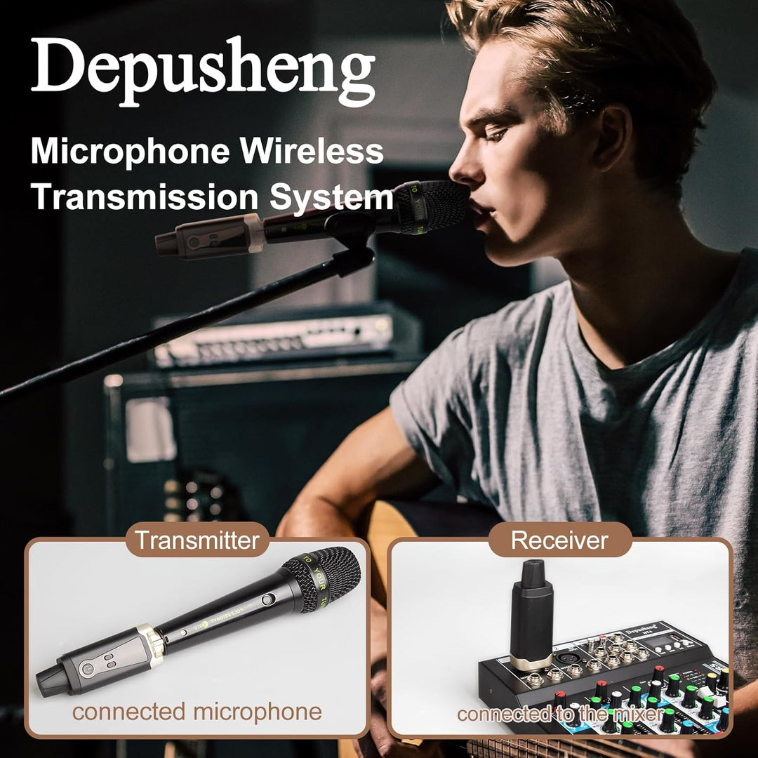 Depusheng T9 Drahtloses Mikrofon XLR Sender und XLR Empfänger Drahtloses System für dynamische und K