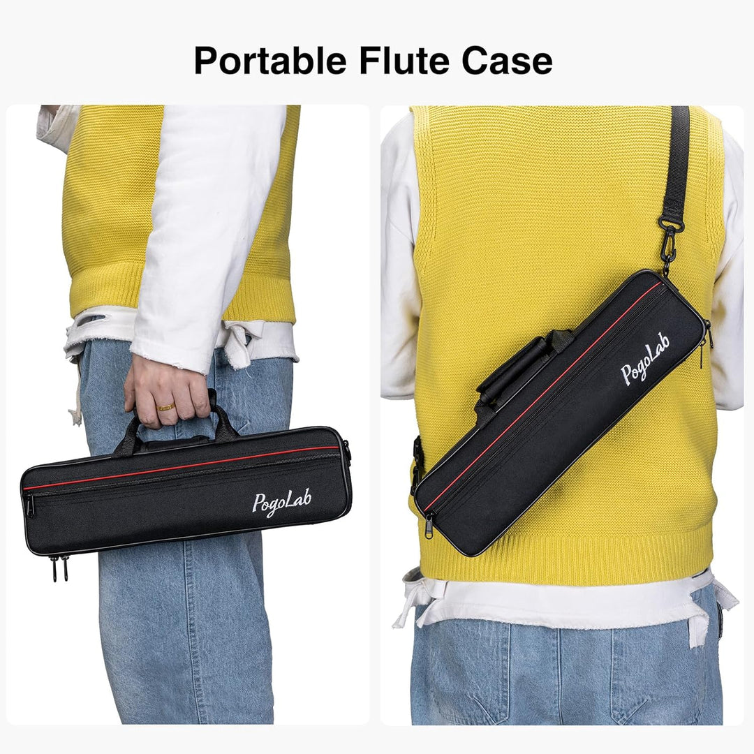POGOLAB Flöte, C Fussstück, Geschlossenem Loch, Schülerflöte mit geteiltem E/Offset-G, Flötenetui/Fl