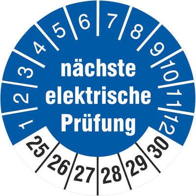 2500 Prüfplaketten 18 mm nächste elektrische Prüfung 2025-2030 Prüfetiketten 2500 18mm Durchmesser,