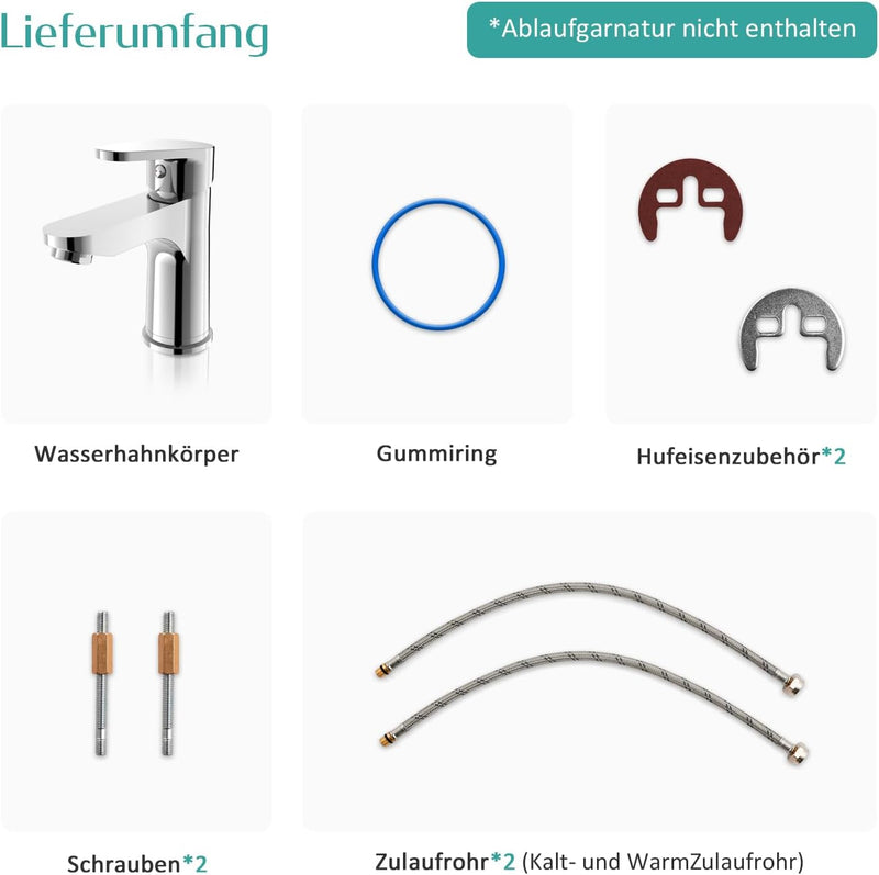 EMKE Waschtischarmatur Chrom, Badarmatur Wasserhahn Bad mit Auslaufhöhe 76 mm, Mischbatterie wassers