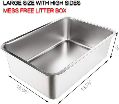 Yangbaga Edeltsahl Katzentoilette Gross in 50 * 35 * 15cm, Stainless Steel Litter Box, Kaninchentoil