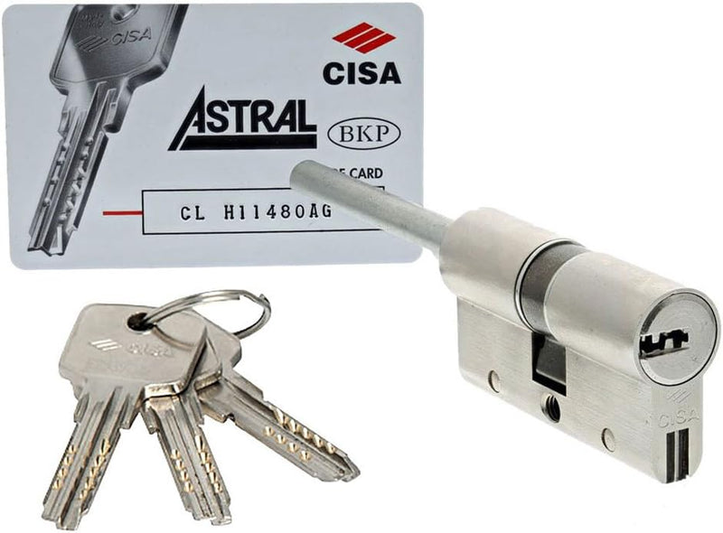 Cisa Schliesszylinder Astral Siegel, Stahl, silber, 0A3S707012 30/30 mm accorciabile Stahl, 30/30 mm