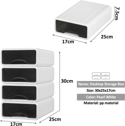 Vinteky Schubladenbox, Stapelbare Mini Aufbewahrungsbox aus hochwertigem Kunststoff (PP), Sichtbar S