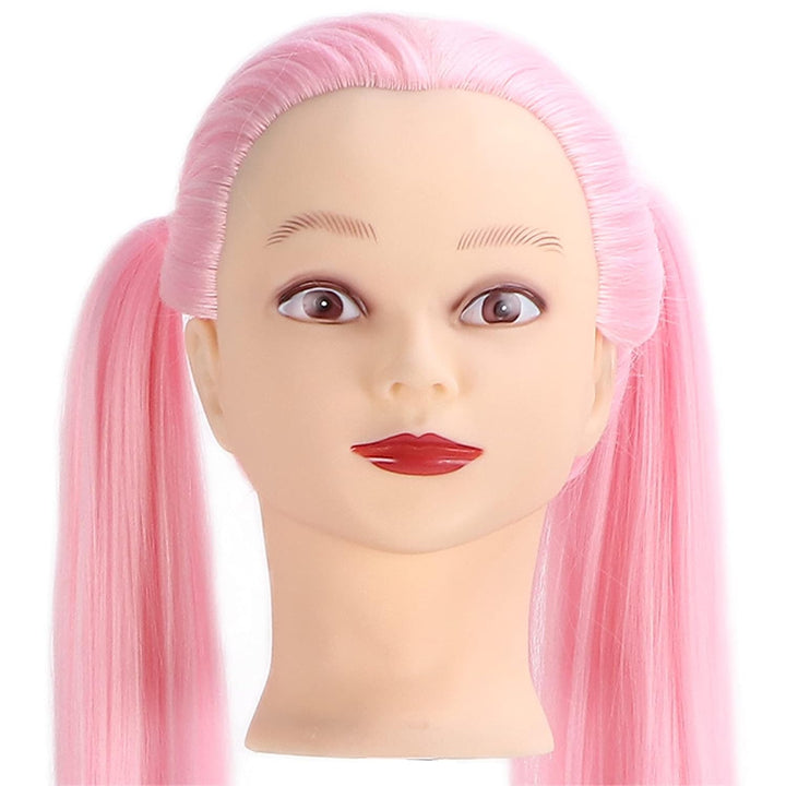 NSXAYIWE Rosa Haar-Mannequin-Kopf, Echthaar-Kosmetologie-Mannequin-Kopf, Puppenkopf für Haarstyling-