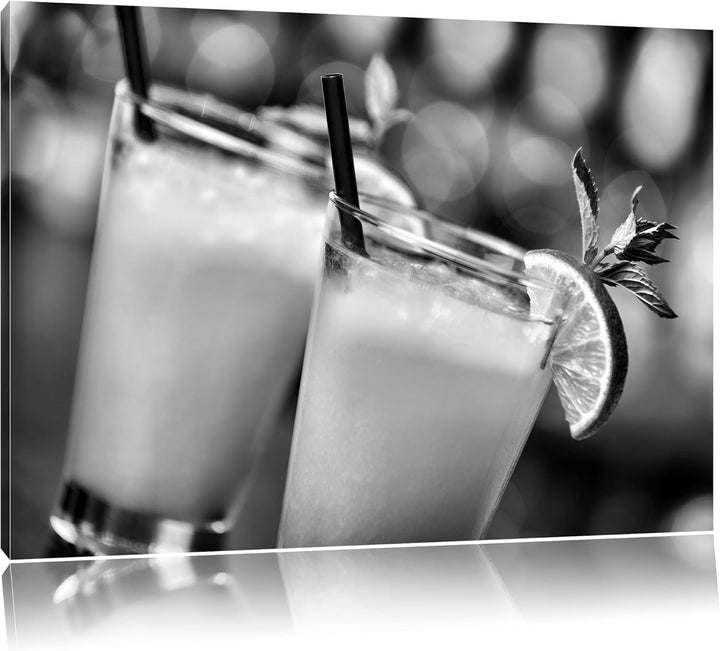 Pixxprint frischer Sommercocktail / 100x70cm Leinwandbild bespannt auf Holzrahmen/Wandbild Kunstdruc