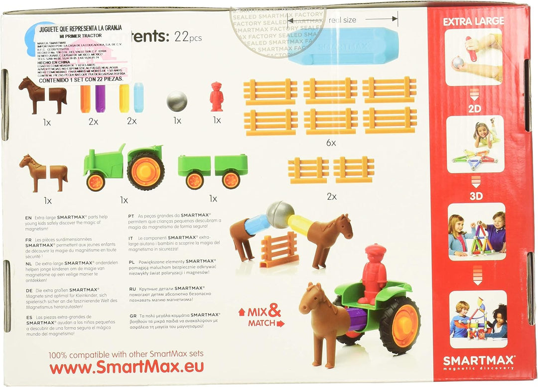 SMARTMAX - My First Tractor Set, Construction Toy, 22 Pieces, 1 1/2-5 Years