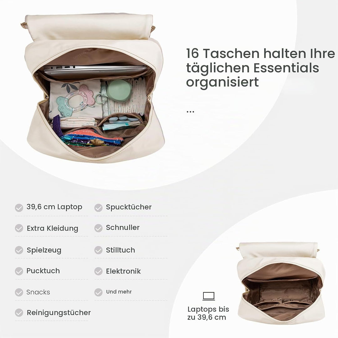 LOVEVOOK Wickelrucksack Gross Wickeltasche Rucksack Diaper Bag für Mama Papa | Lässig Babytasche mit