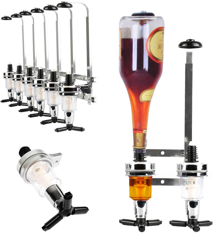 6 Flaschen Getränkeportionierer Bar Butler Wand Flaschenhalter Saft Getränkespender für Cocktail, Ba