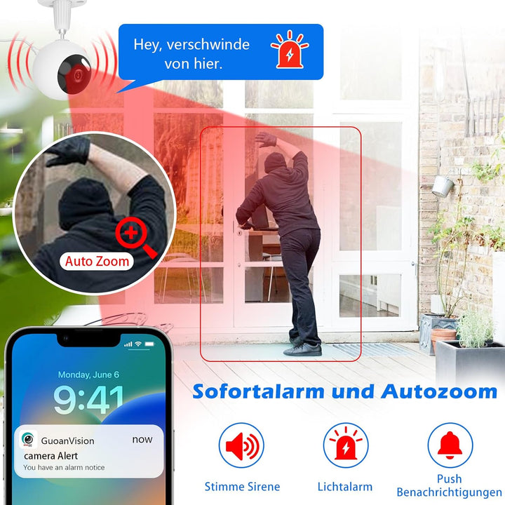 3MP 5G Überwachungskamera Aussen/Innen, Kamera Überwachung Aussen, WLAN Camera Indoor/Outdoor, Babyp