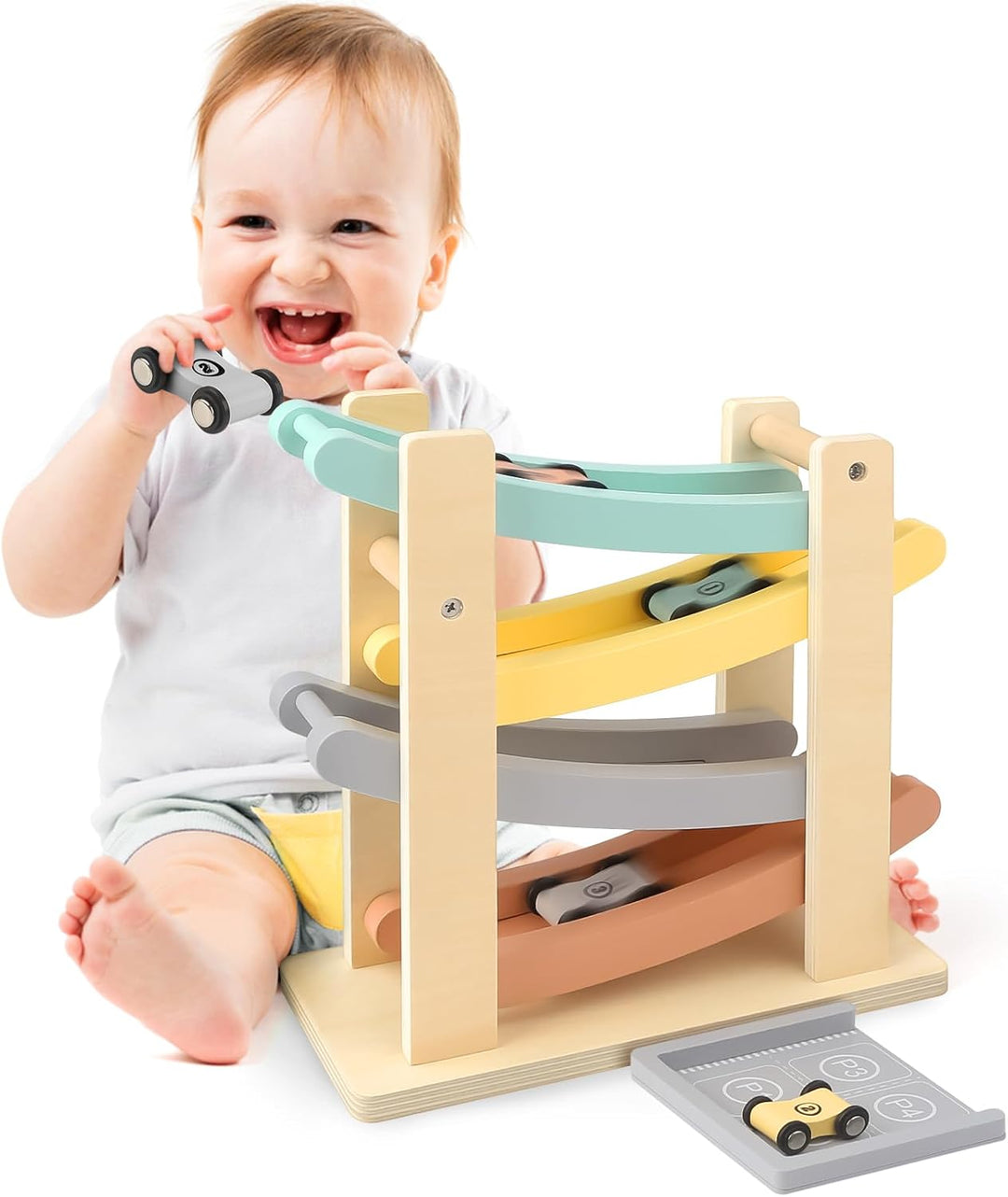 Vanplay Montessori Spielzeug ab 1 Jahr Auto Spielzeug Kugelbahn Holz ab 1 2 Jahr Holzspielzeug Gesch