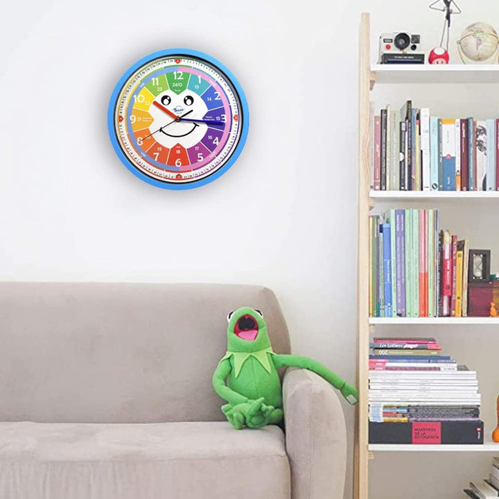 Bruni Kinderwanduhr ohne Tickgeräusche - Wanduhr zum Lernen für Kinder, als Uhr fürs Kinderzimmer ge